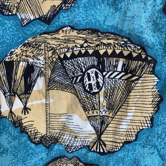 Vintage Roper Western Button-Up Shirt With Native American Print In Turquoise & - Picture 6 of 10